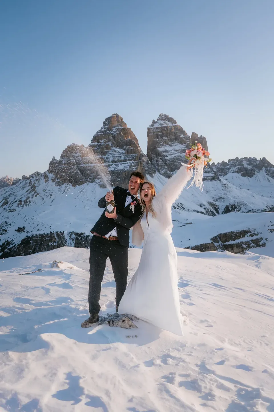 A Winter Ski Elopement in the Dolomites