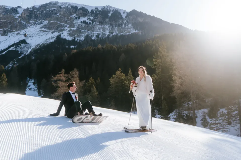 A Winter Ski Elopement in the Dolomites