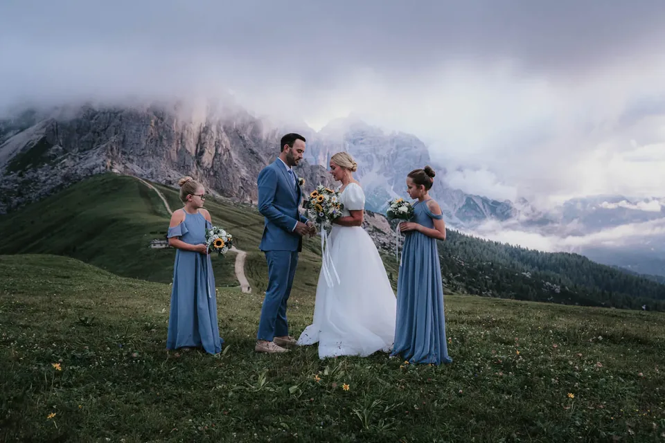 A Passo Giau Meadow Elopement in the Dolomites