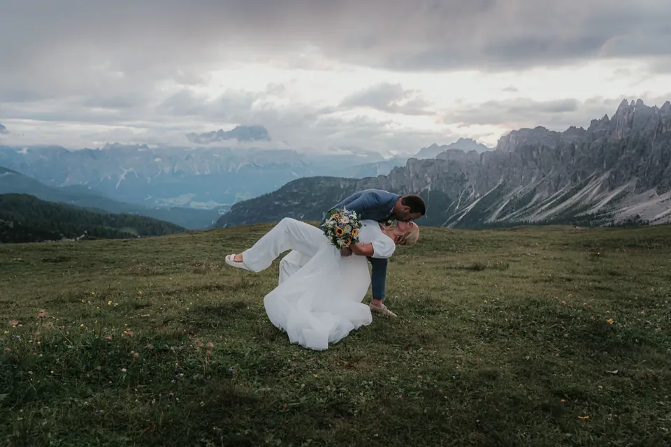 A Passo Giau Meadow Elopement in the Dolomites