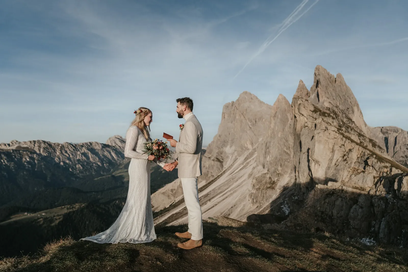 Wedding ceremony on the Seceda ridge in the Dolomites